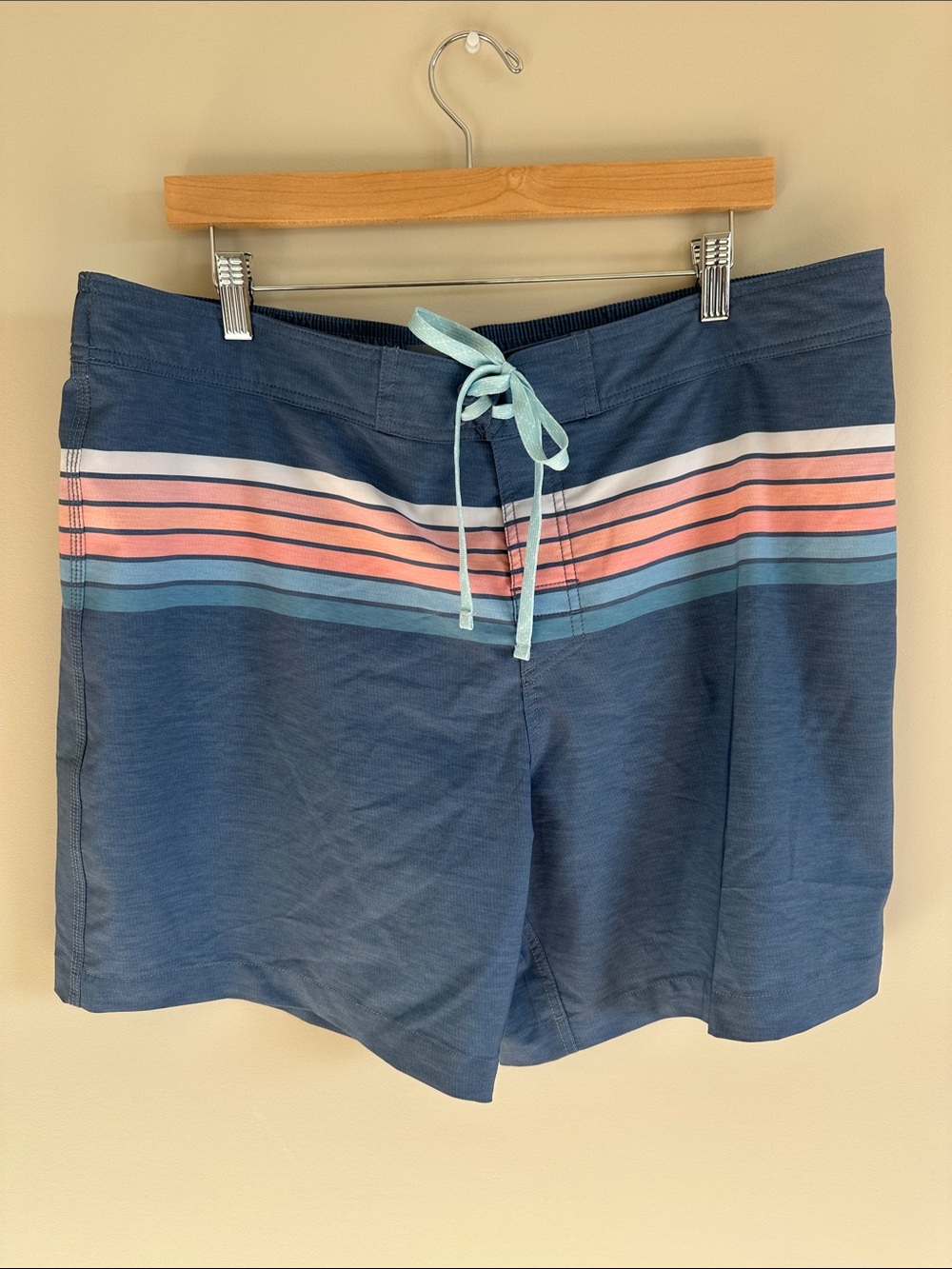 Southern Tide Blue Striped Drawstring Board Shorts